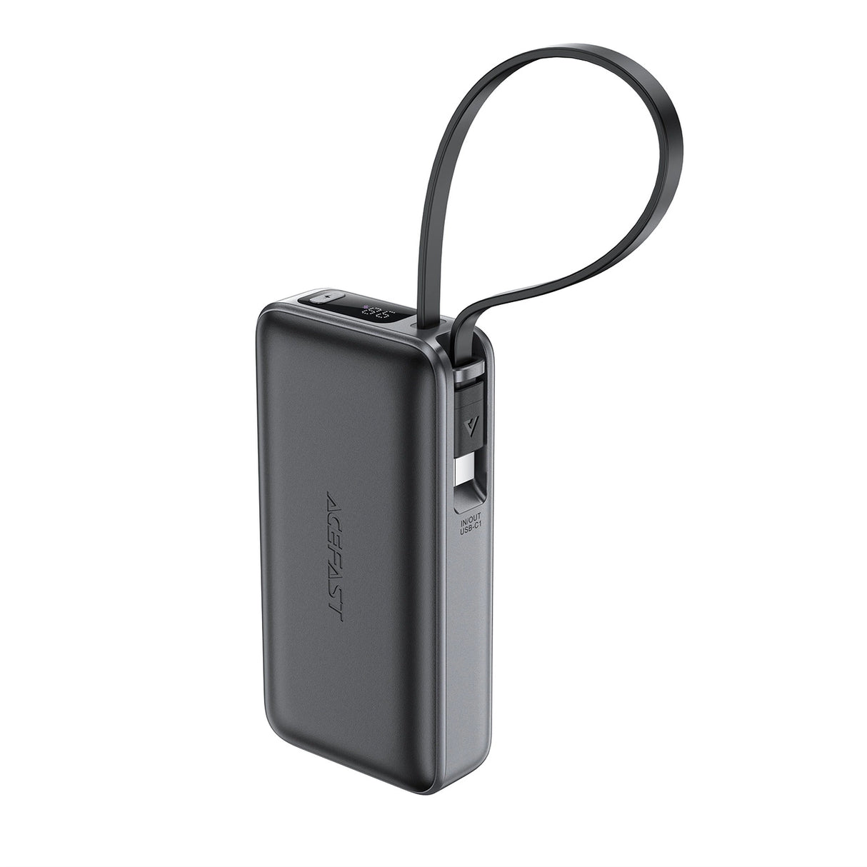 Acefast M7-10000 PD30W Powerbank med indbygget kabel - sort