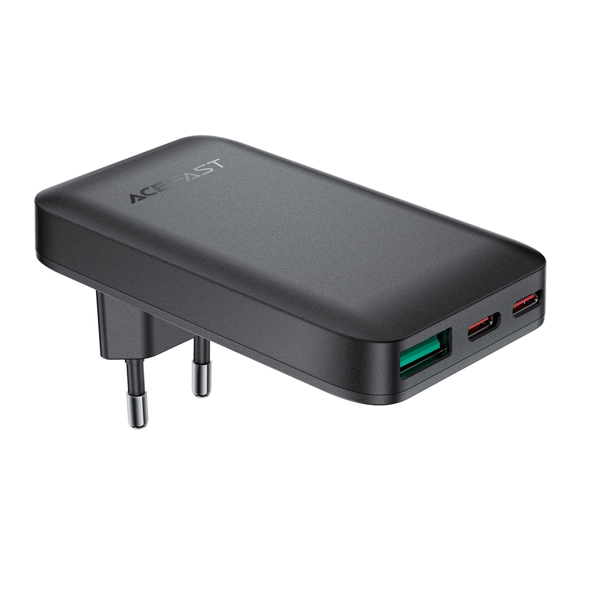 Acefast A100 65W GaN 2 USB-C+ USB-A oplader Ultra Slim - sort