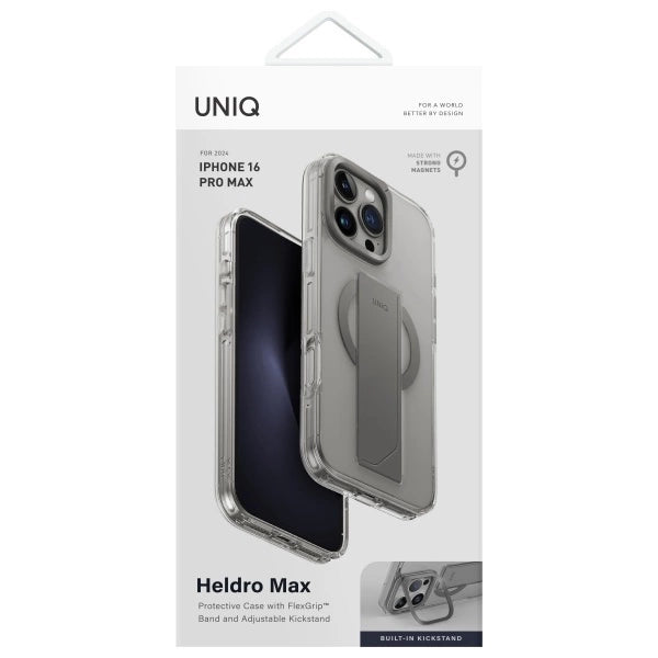 Uniq Heldro Max Magclick opladningsfodral til iPhone 16 Pro Max - gennemsigtig