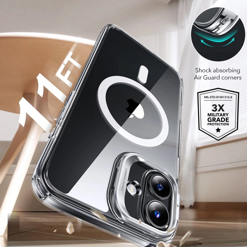 ESR Classic Hybrid Kickstand Halolock MagSafe Case Set + hærdet glas til iPhone 16 - Clear