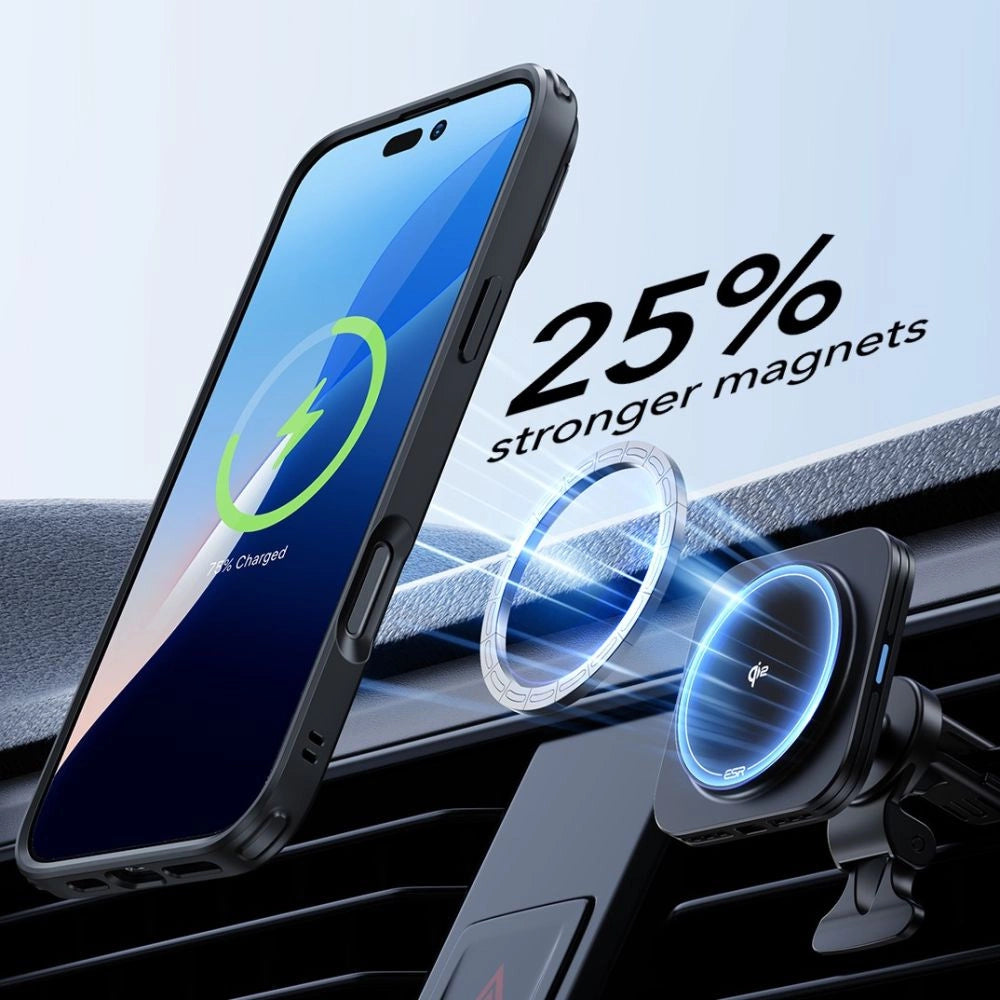 ESR Classic Hybrid Kickstand Halolock MagSafe Case Set + hærdet glas til iPhone 16 - sort