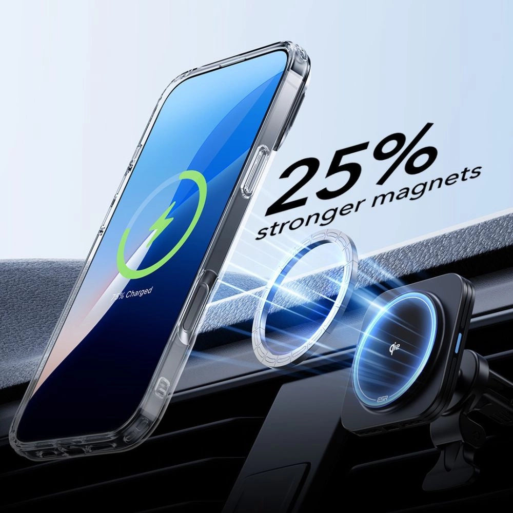 ESR Classic Hybrid Kickstand Halolock MagSafe Case Set + hærdet glas til iPhone 16 PLUS - Clear