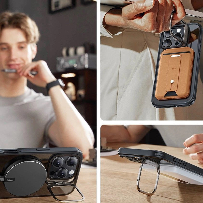 ESR Classic Hybrid Kickstand Halolock MagSafe Case Set + Hæmt glas til iPhone 16 Pro - Clear