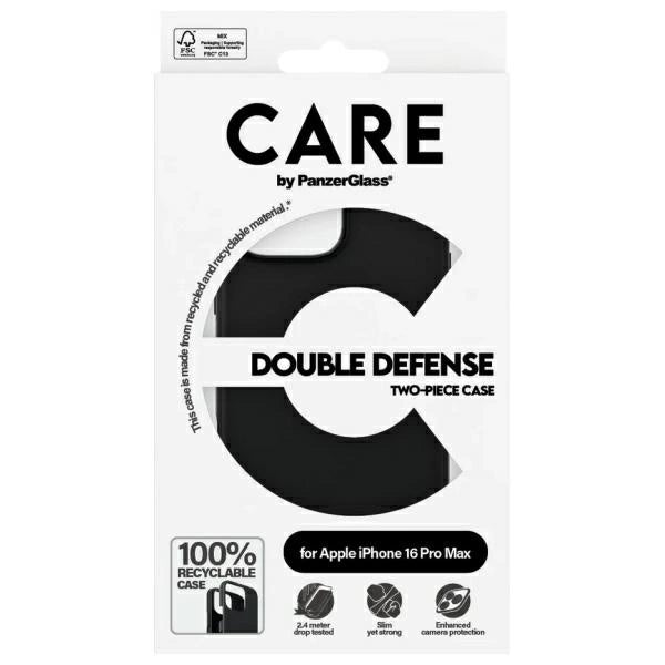 CARE af PanzerGlass Feature Double Defense Case til iPhone 16 Pro - sort