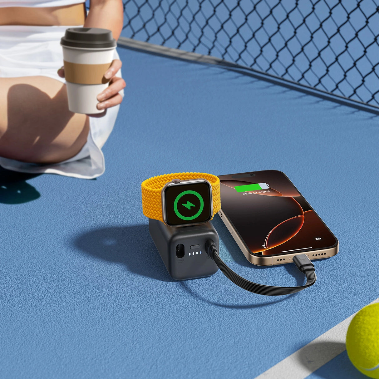 Joyroom JR-W13 5000mAh Wireless Power Bank til Apple Watch + USB-C og Lightning Sort