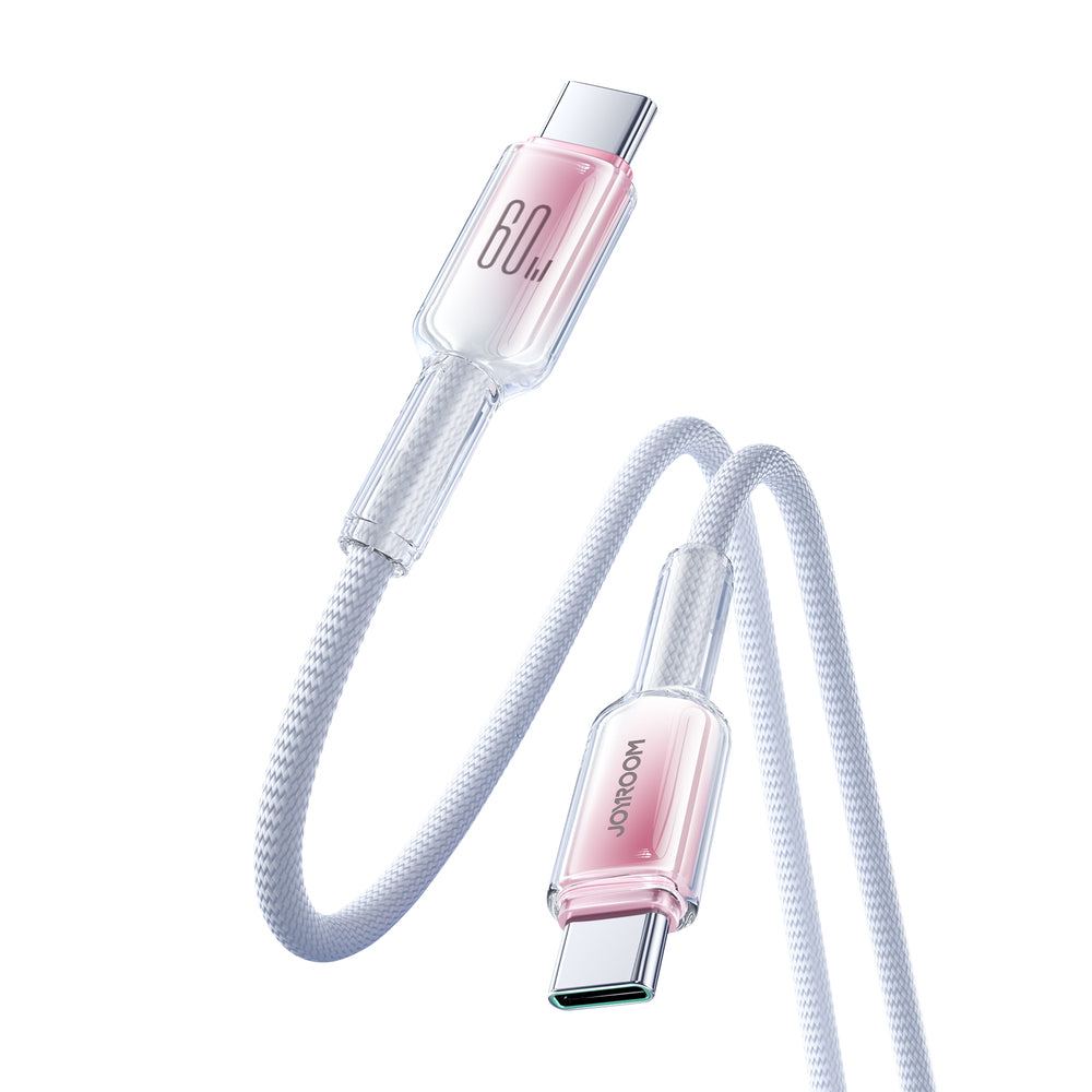 Joyroom S-A42 Crystal-Clear Series 60W USB-C - USB-C kabel 1,2 m - hvid