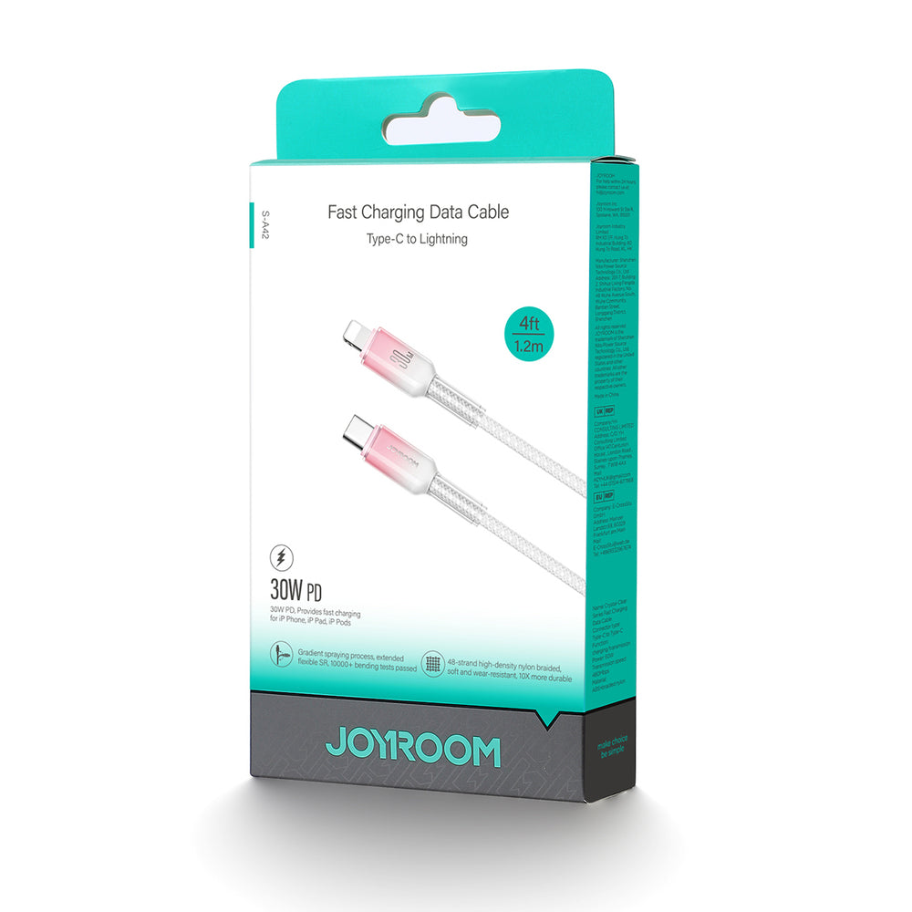 Joyroom S-A42 Crystal-Clear Series 30W USB-C - Lightning kabel 1,2 m - hvid