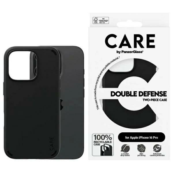 CARE af PanzerGlass Feature Double Defense Case til iPhone 16 Pro - sort