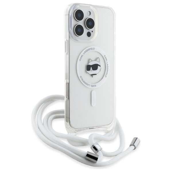 Karl Lagerfeld IML Choupette Head & Cord Magsafe iPhone 16 Pro Case - Clear
