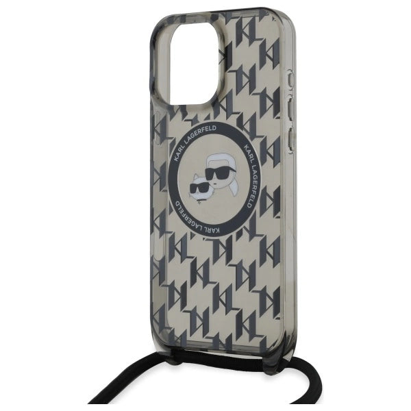Karl Lagerfeld IML Crossbody Monogram Karl & Choupette Head MagSafe Case for iPhone 16 Pro Max - Black
