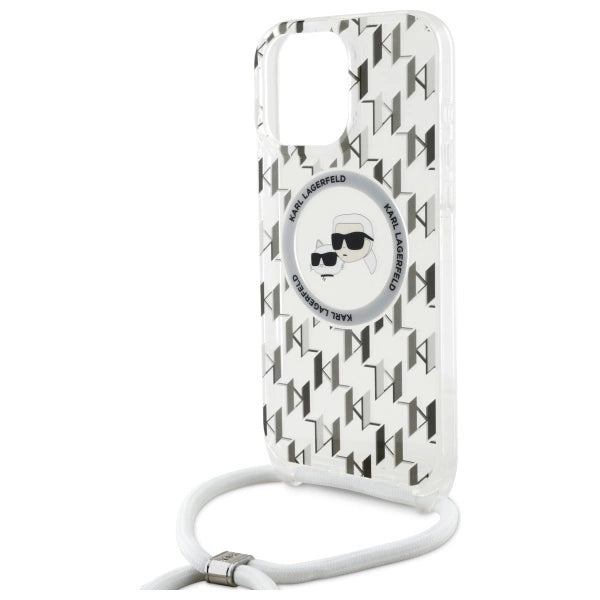 Karl Lagerfeld IML Crossbody Monogram Karl & Choupette Head MagSafe Case for iPhone 16 Pro Max - Clear