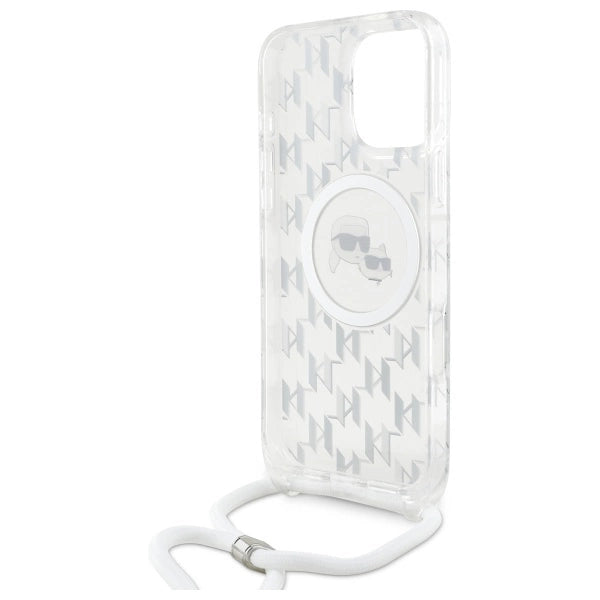 Karl Lagerfeld IML Crossbody Monogram Karl & Choupette Head MagSafe Case for iPhone 16 Pro Max - Clear