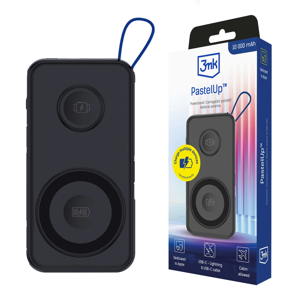 Powerbank 3mk PastelUp 10.000mAh 22.5W USB 1A1C - sort