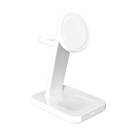 ZAGG Mophie Snap+ 3-i-1 Qi2 trådløs oplader Stativ til tre enheder Kompatibel med MagSafe og Qi2 - Hvid