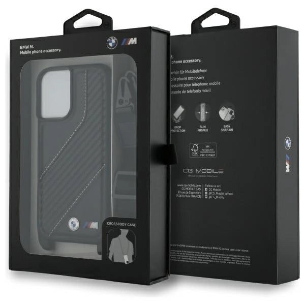 BMW M Edition Carbon Stripe & Strap iPhone 16 Plus Case - sort