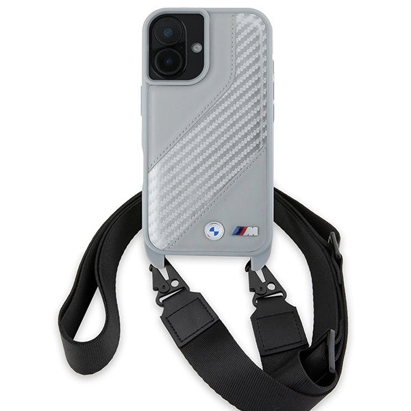 BMW M Edition Carbon Stripe & Strap iPhone 16 Case - Grå
