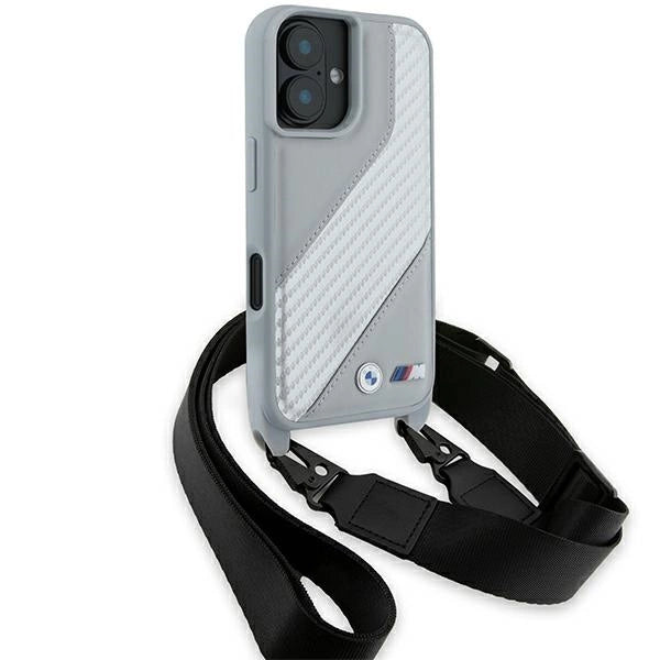 BMW M Edition Carbon Stripe & Strap iPhone 16 Case - Grå