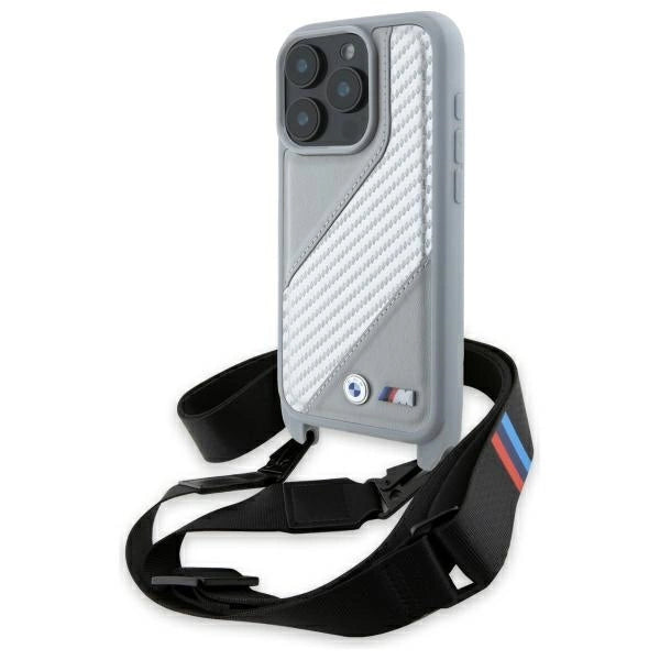 BMW M Edition Carbon Stripe & Strap iPhone 16 Pro Max Case - Grå