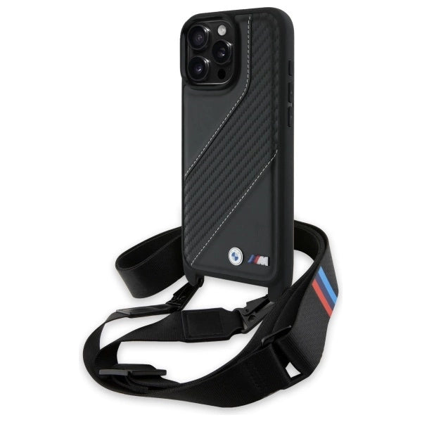 BMW M Edition Carbon Stripe & Strap Case til iPhone 16 Pro Max - sort