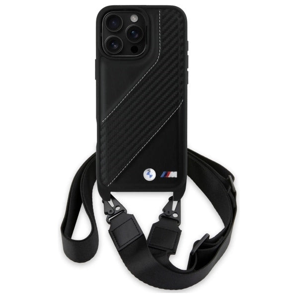 BMW M Edition Carbon Stripe & Strap Case til iPhone 16 Pro Max - sort