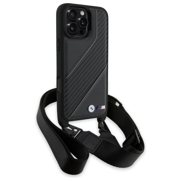 BMW M Edition Carbon Stripe & Strap Case til iPhone 16 Pro Max - sort