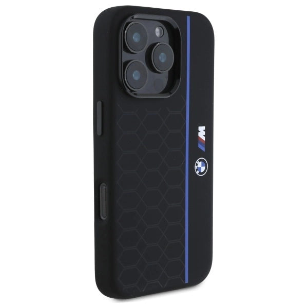 BMW silikone Hexagon Blue Line MagSafe iPhone 16 Pro Case - sort