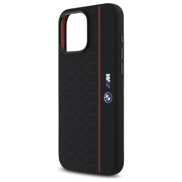 BMW silikone Hexagon Red Line MagSafe Case til iPhone 16 Pro Max - sort