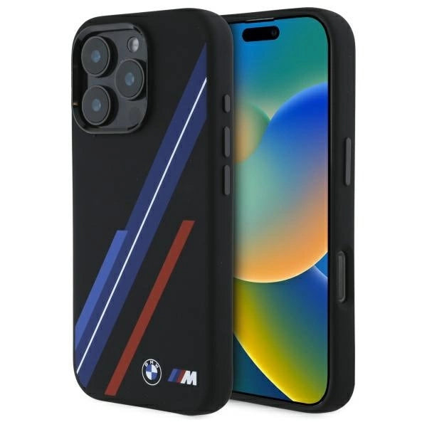 BMW Silicone Random Lines MagSafe Case til iPhone 16 Pro Max - sort