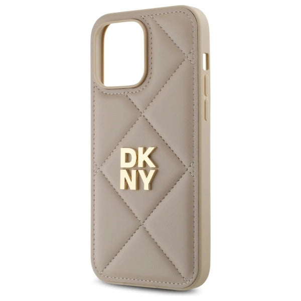 DKNY Quilted Stack Logo iPhone 14 Pro Case - Beige
