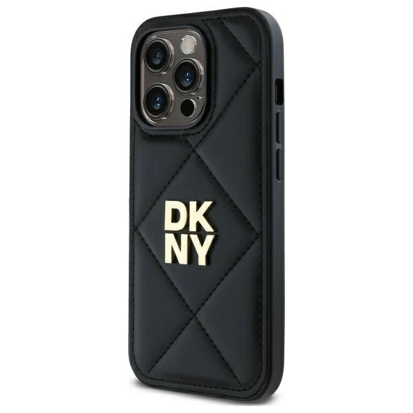 DKNY Quilted Stack Logo iPhone 14 Pro Case - sort