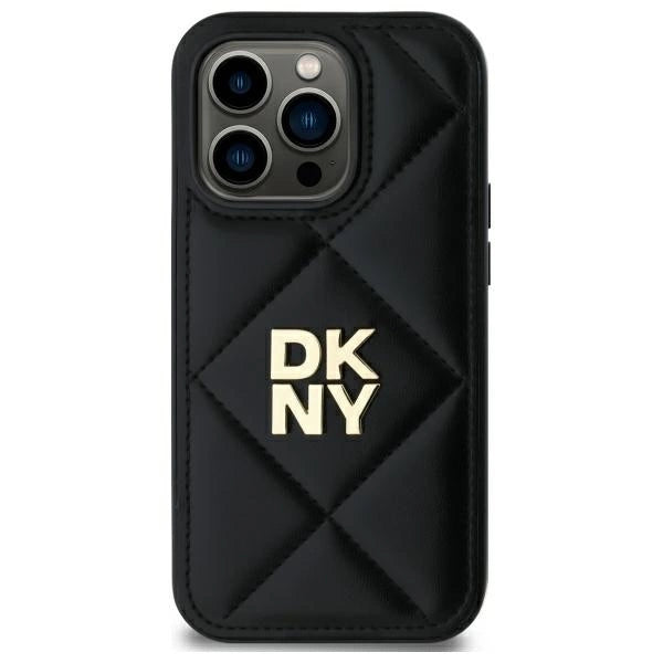 DKNY Quilted Stack Logo iPhone 14 Pro Case - sort