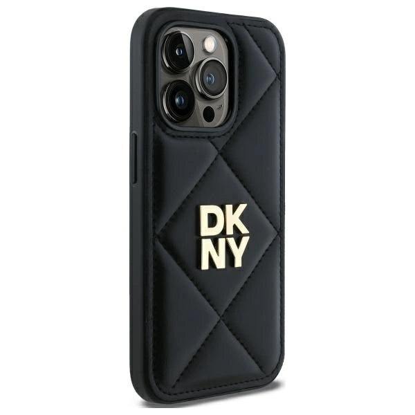DKNY Quilted Stack Logo iPhone 14 Pro Case - sort