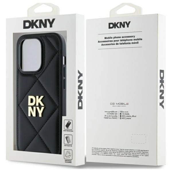 DKNY Quilted Stack Logo iPhone 14 Pro Case - sort