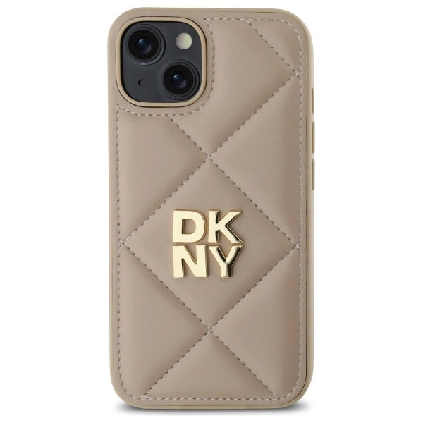 DKNY Quilted Stack Logo iPhone 14 Case - Beige