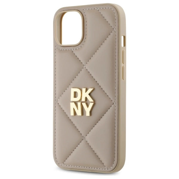 DKNY Quilted Stack Logo iPhone 14 Case - Beige