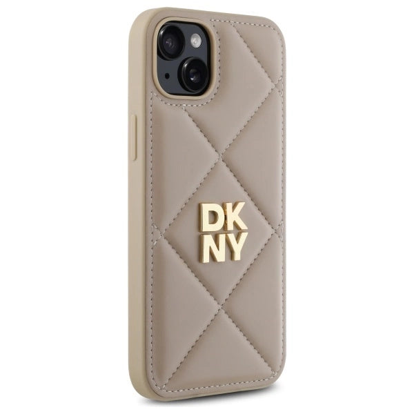 DKNY Quilted Stack Logo iPhone 15 Plus Case - Beige