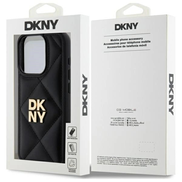 DKNY Quilted Stack Logo iPhone 15 Pro Max Case - sort