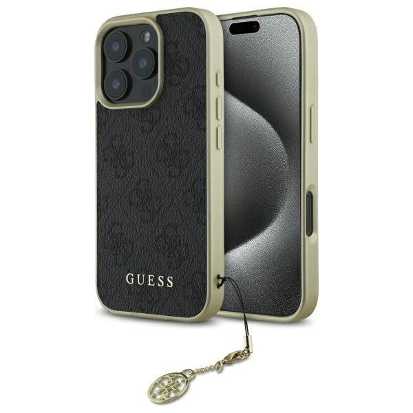 Guess 4G Charms Collection-hylster til iPhone 16 Pro - sort