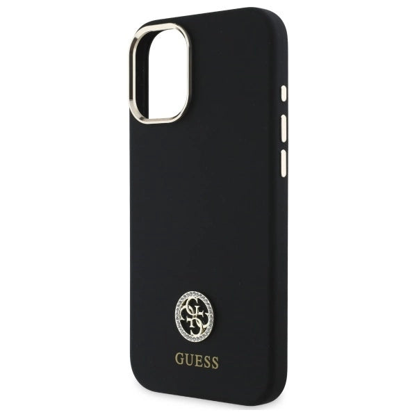 Guess Silicone Logo Strass 4G Case til iPhone 16 - sort