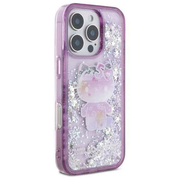 Hello Kitty Liquid Glitter 50TH Anniversary Party iPhone 16 Pro Case - Purple