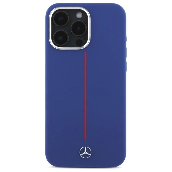 Mercedes Silicone Red Stripe MagSafe Case til iPhone 16 Pro Max - Navy Blue