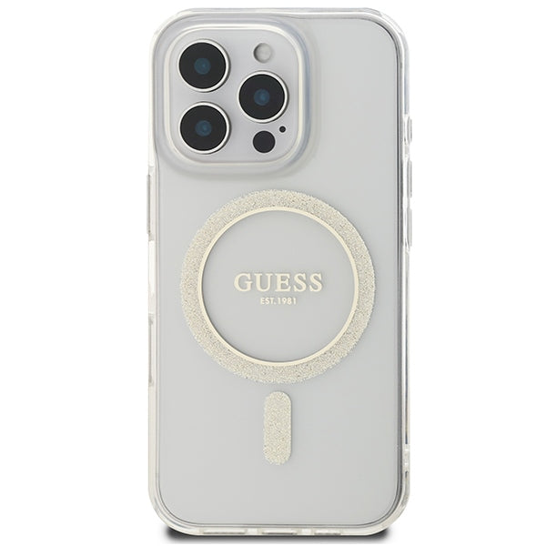 Guess IML Glitter Circle MagSafe Case til iPhone 16 Pro Max - klar
