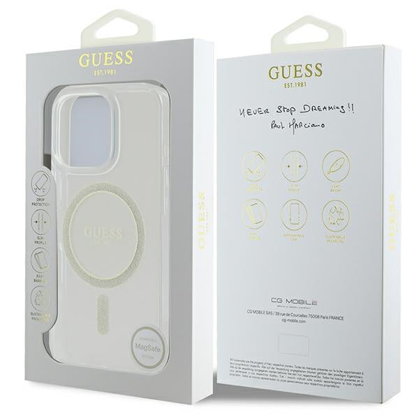 Guess IML Glitter Circle MagSafe Case til iPhone 16 Pro Max - klar