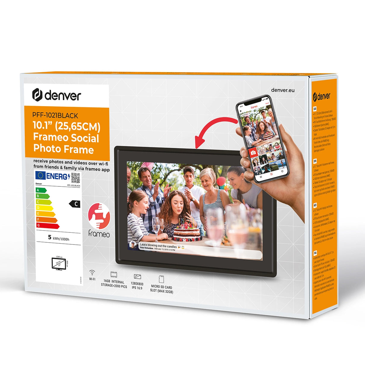 Denver Frame PFF-1021B 10.1" Digitalt ramme - sort