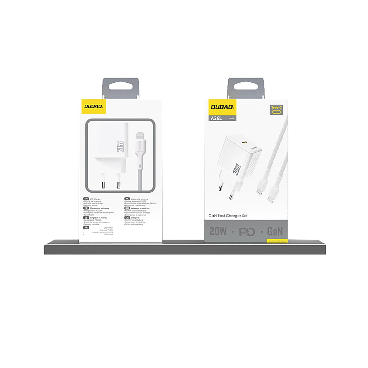 Dudao A26 PD20W GaN USB-C oplader - hvid