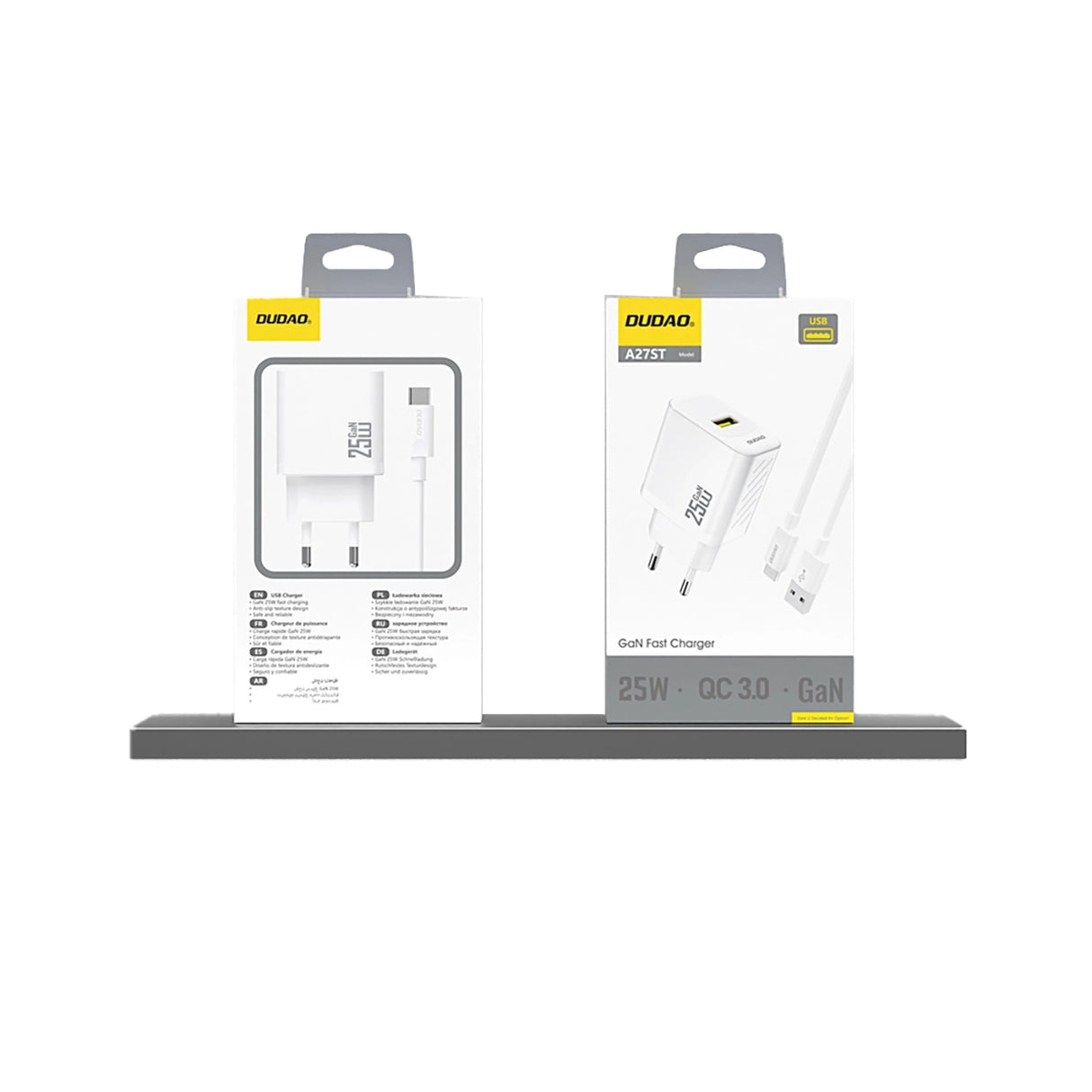 Dudao A27S 25W GaN USB-A oplader - sort