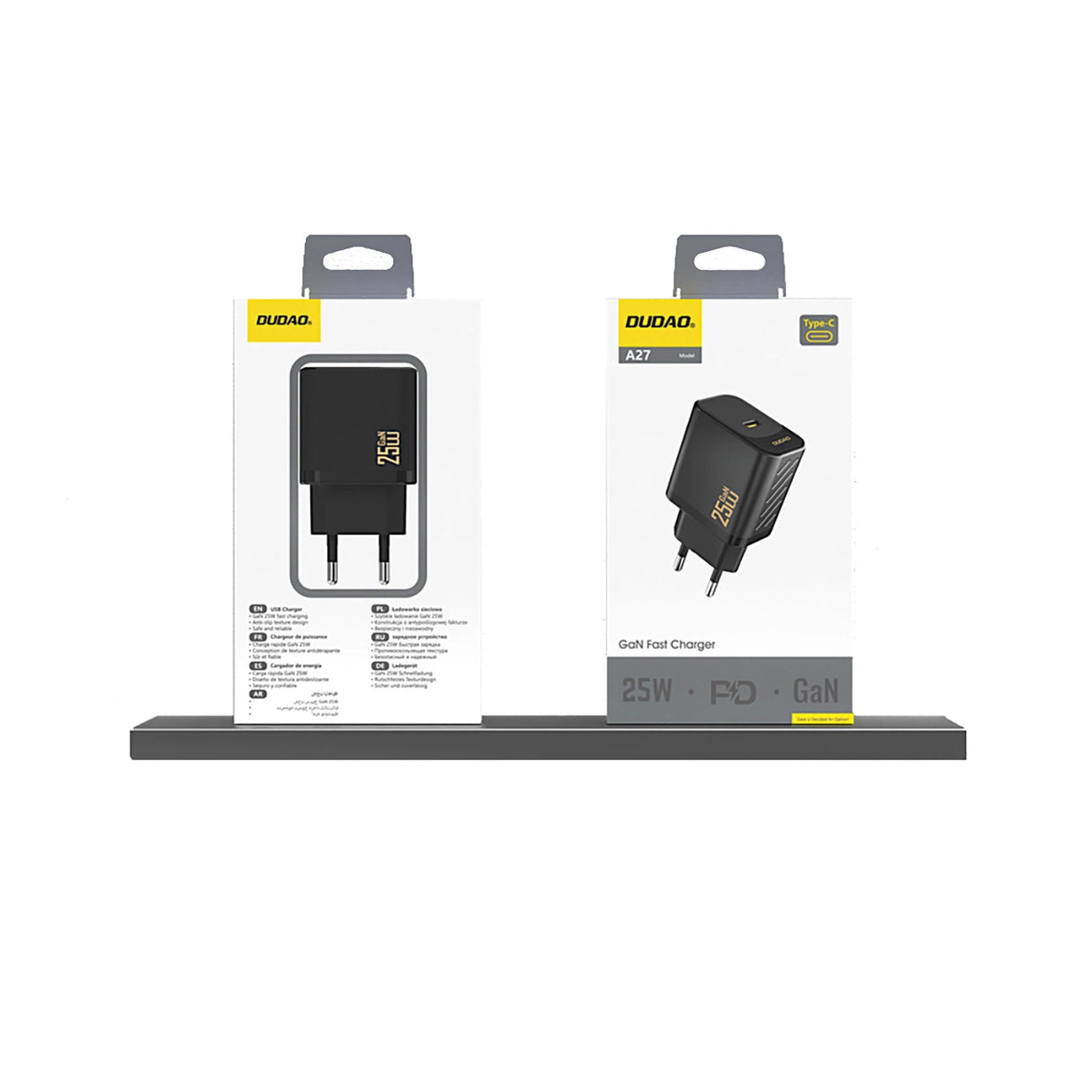 Dudao A27 25W GaN USB-C Wall Charger - sort