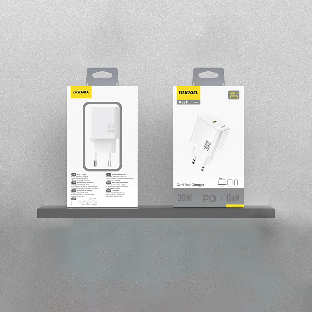 Dudao A27P 30W PD GaN USB-C Wall Charger - hvid