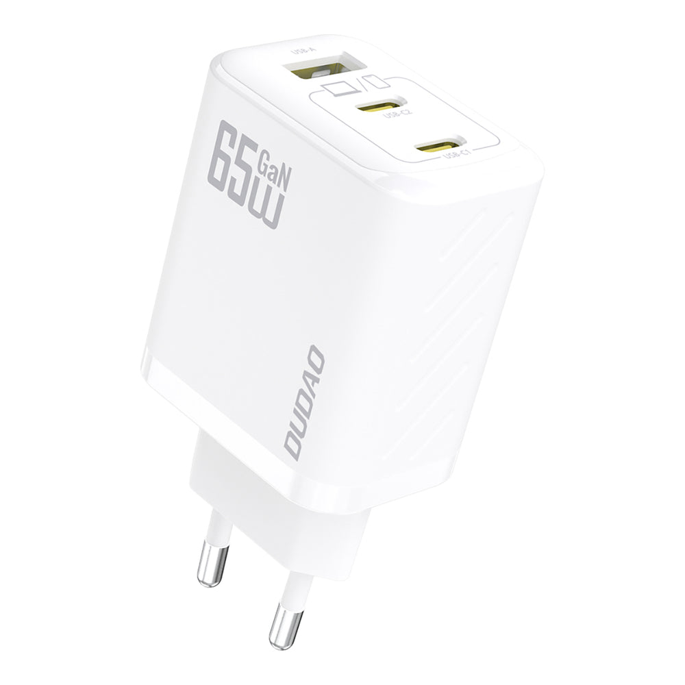 Dudao A29 65W GaN Wall Charger 2 x USB-C + 1 x USB-A - hvid