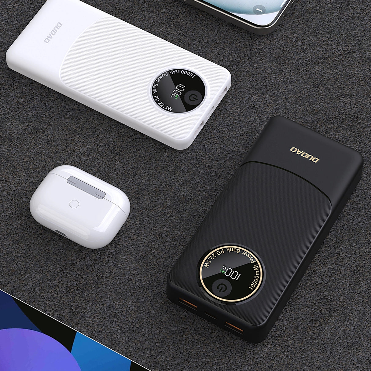 Powerbank Dudao K12 10000mAh PD22.5W USB-A, USB-C - hvid